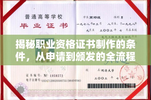 虾峙揭秘职业资格证书制作的条件，从申请到颁发的全流程解析